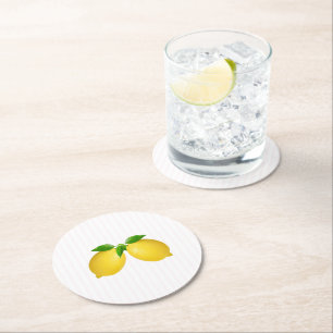 Ciao Bella Lemon Girl Baby Shower Round Paper Coaster