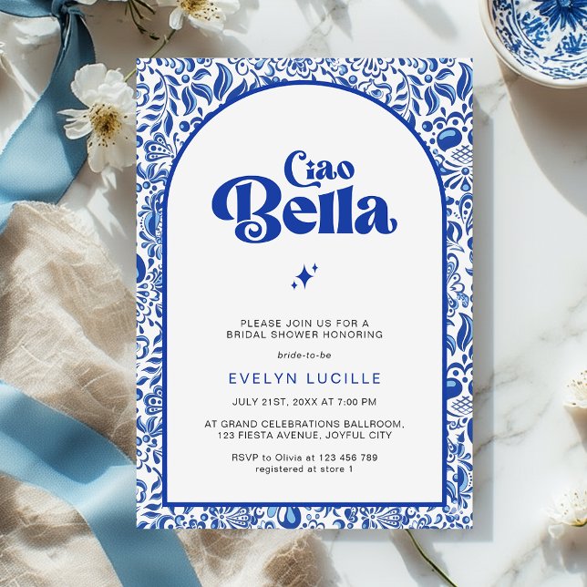 Ciao Bella Modern Retro Italian Bridal Shower Invitation (Creator Uploaded)
