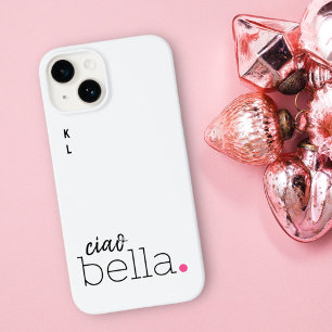 Ciao Bella Pink Dot Monogram Italian Black & White iPhone 14 Case