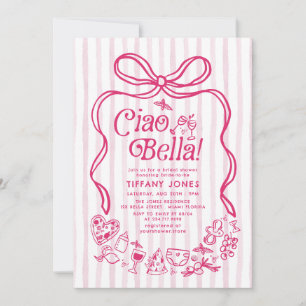 Ciao Bella Pink Italian Lemons Bridal Shower Invitation