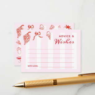 Ciao Bella Pink Red Stripes Italian Advice Wishes Enclosure Card