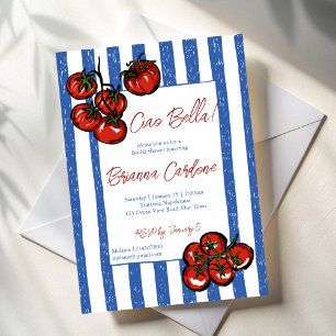 Ciao bella tomato blue Italian bridal shower Invitation
