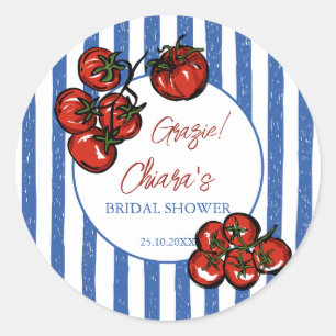 Ciao bella tomato Italian bridal shower favor Classic Round Sticker