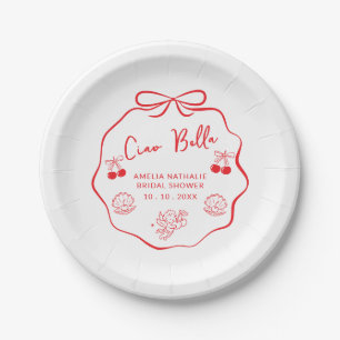 ciao bella Whimsical Doodle bow bridal shower Paper Plate