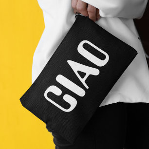 Ciao Black & White Bold Typography Stylish Trendy Accessory Pouch