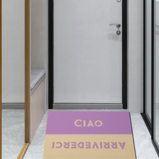 Ciao   - greetings in Italian beige&lavender Doormat