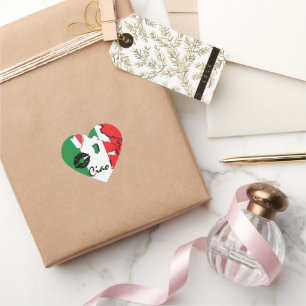 Ciao Italian Flag and Shapes Heart Sticker