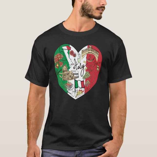 Ciao Italy Cool Italy Graphic Flag Heart Cute Ital T-Shirt (Front)