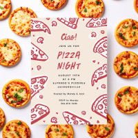 Ciao Red Hand-Drawn Pizza Night Party