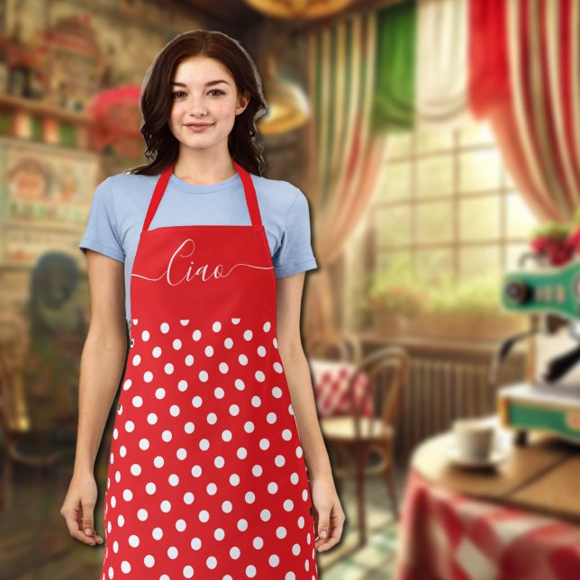 Ciao   -  red white polka  apron (Creator Uploaded)