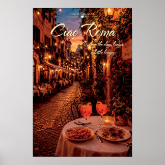 Ciao Roma Trastevere Night Cafe Aperol Scenic Art Poster