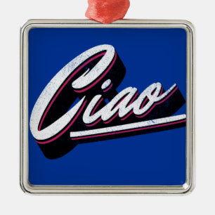 Ciao text design metal tree decoration