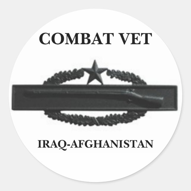 CIB2SUBD3, COMBAT VET, IRAQ-AFGHANISTAN CLASSIC ROUND STICKER (Front)