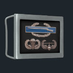 CIB Airborne Air Assault Rectangular Belt Buckle<br><div class="desc">Original photo of a Combat Infantry Badge (CIB) over Airborne and Air Assault wings</div>