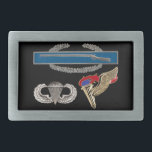 CIB Airborne Pathfinder Belt Buckle<br><div class="desc">Original photo of a Combat Infantry Badge (CIB) Airborne and Pathfinder (with blue flame) badges</div>