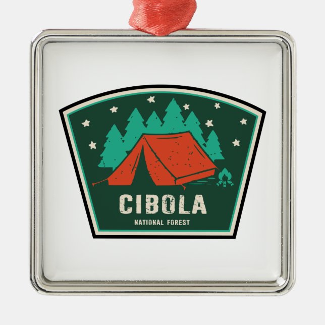 Cibola National Forest Camping Metal Tree Decoration (Front)