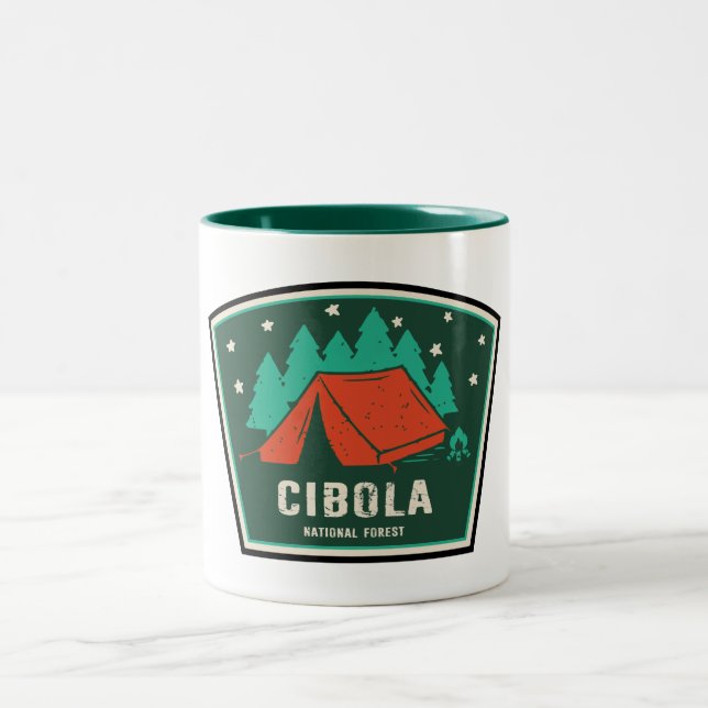 Cibola National Forest Camping Two-Tone Coffee Mug (Center)