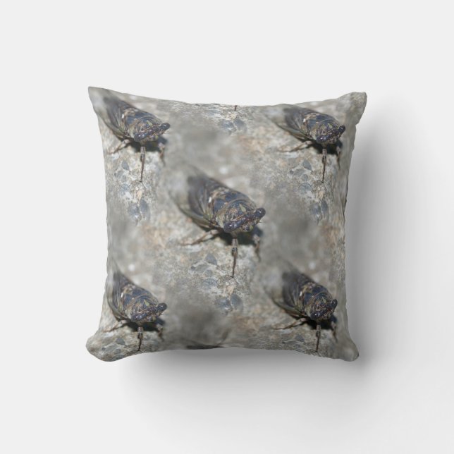 Cicada Bug Face Nature Pattern Cushion (Front)
