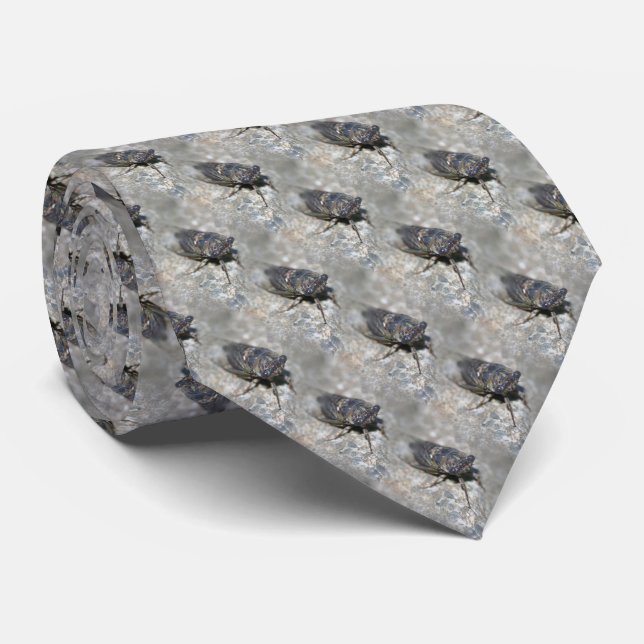Cicada Bug Face Nature Pattern Tie (Rolled)