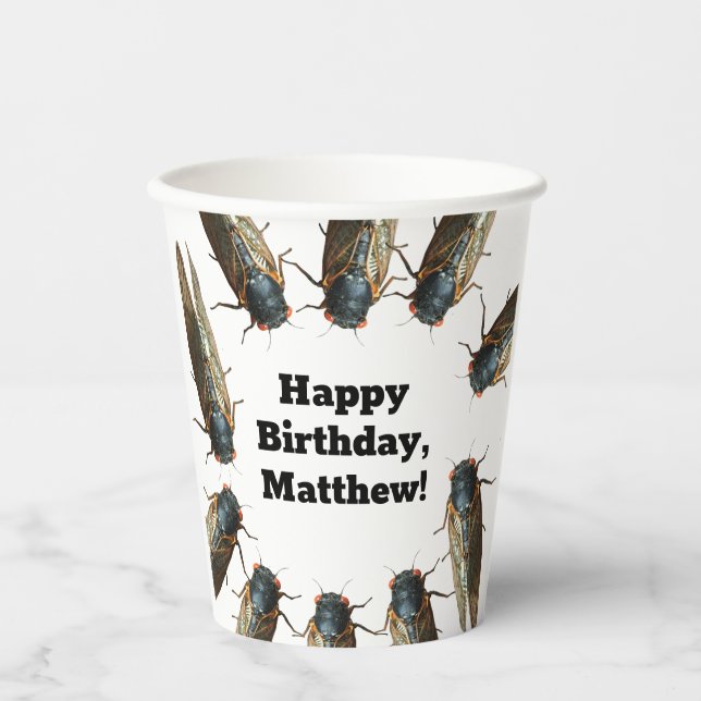 Cicada Bug, Insects Photo Personalised Paper Cups (Front)