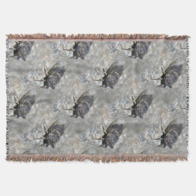 Cicada Bug Nature Art Pattern Throw Blanket (Front)