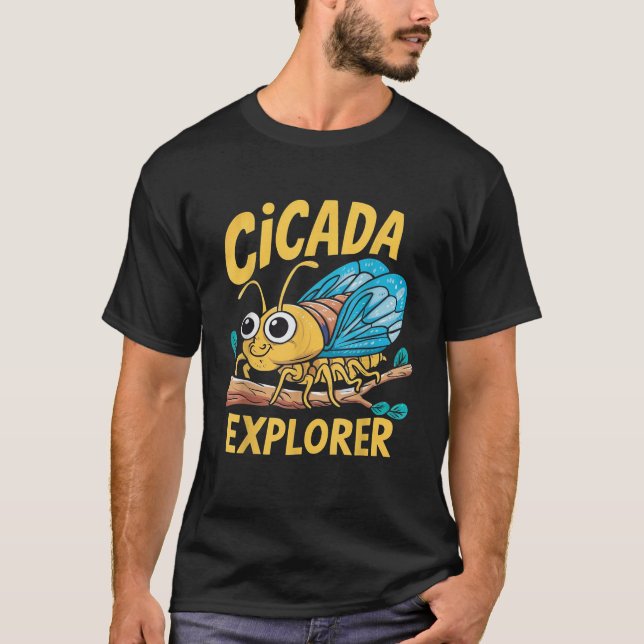Cicada Explorer Cute Summer Bug Adventure Kids Fun T-Shirt (Front)