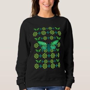 Cicada Green Pattern Swarm Brood Insect Nature Sty Sweatshirt
