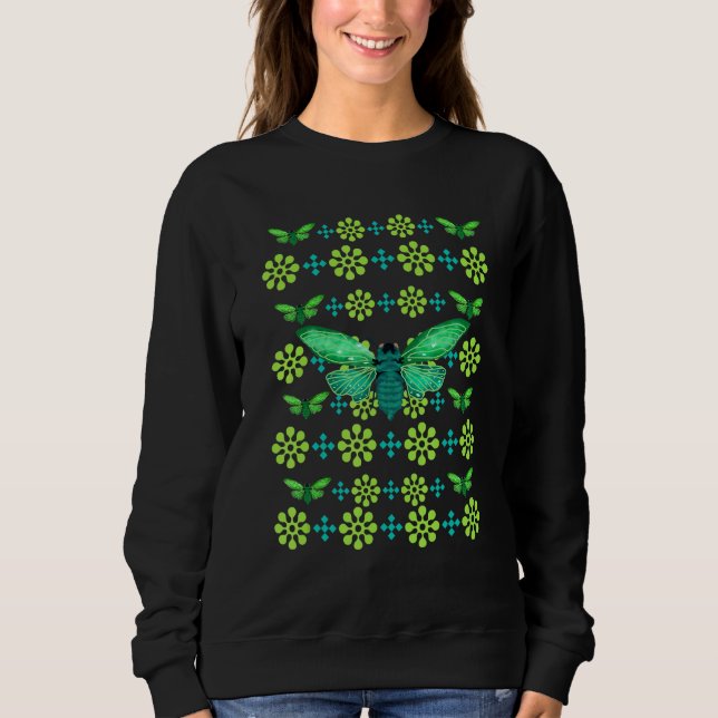 Cicada Green Pattern Swarm Brood Insect Nature Sty Sweatshirt (Front)