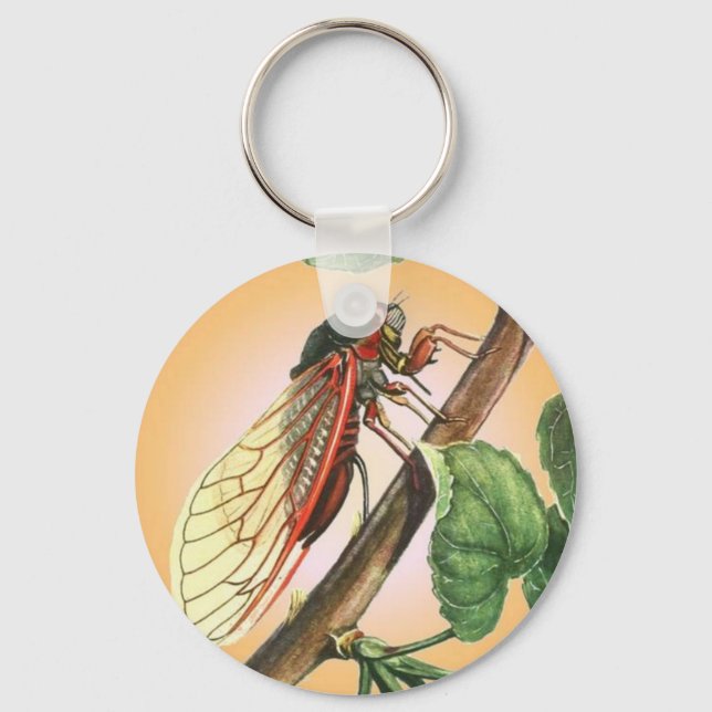 Cicada Insect Illustration Art Key Ring (Front)