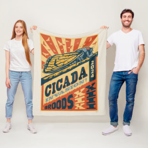 Cicada Invasion 2024 Letter Press Fleece Blanket