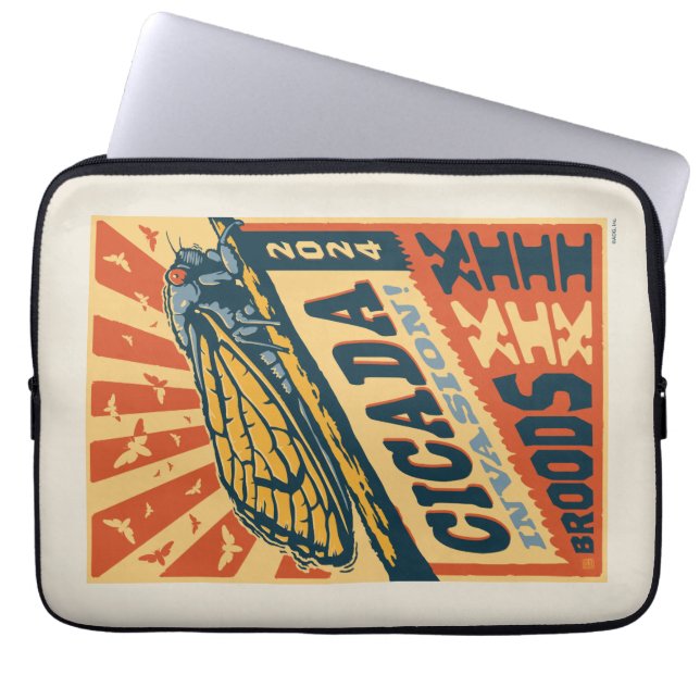 Cicada Invasion 2024 Letter Press Laptop Sleeve (Front)