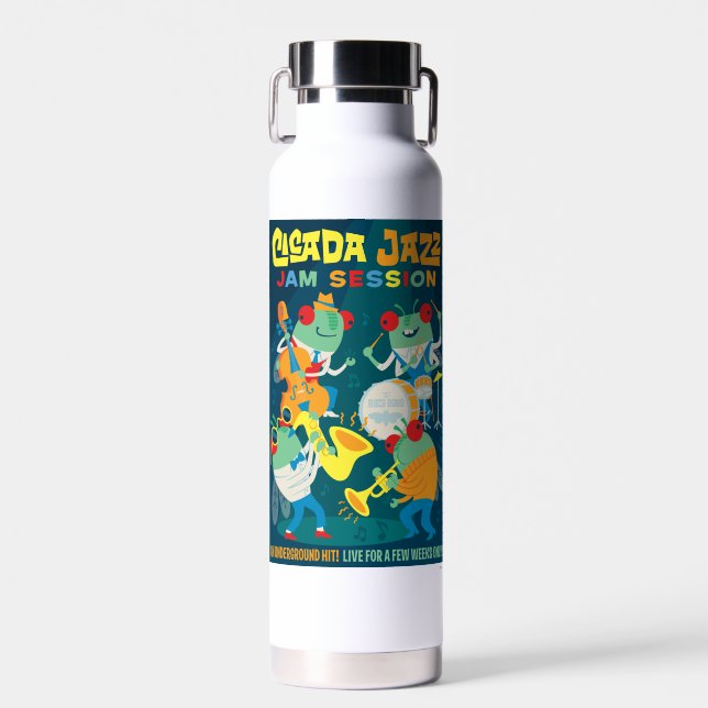 Cicada Jazz Jam Session Water Bottle (Front)