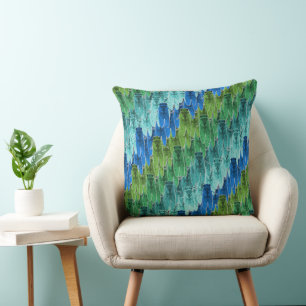Cicada Pattern in Aqua Blue Cushion