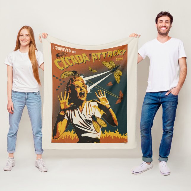 Cicada Screaming Lady 2024 Fleece Blanket (In Situ)