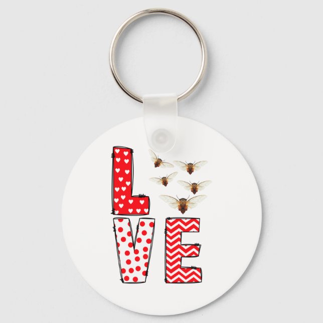 Cicada Valentines Day Love Valentine Cute Hearts  Key Ring (Front)