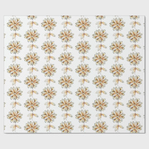 Cicada Wings Floral Pattern Wrapping Paper