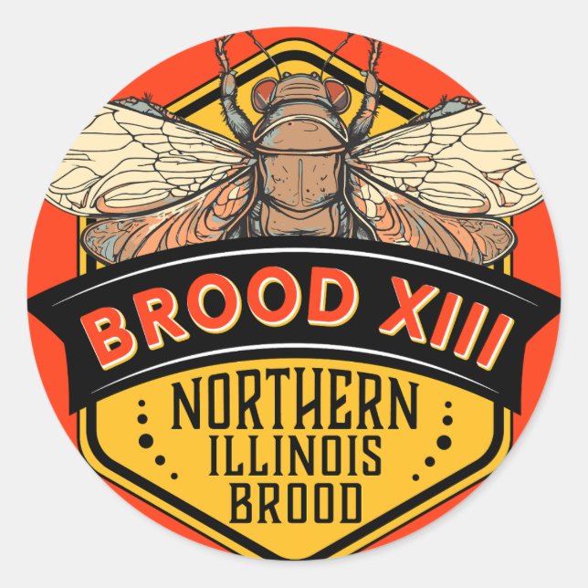 Cicadas Brood XIII Northern Illinois Brood Classic Round Sticker (Front)