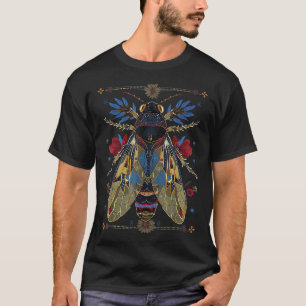 Cicadas Flowers Insects Beetle Vintage Tattoo Ento T-Shirt
