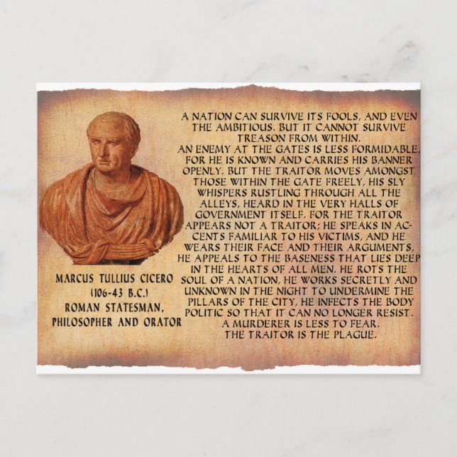 CICERO QUOTE - NATION CANNOT SURVIVE TREASON POSTCARD (Front)