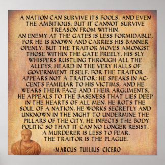 CICERO QUOTE - NATION CANNOT SURVIVE TREASON POSTER