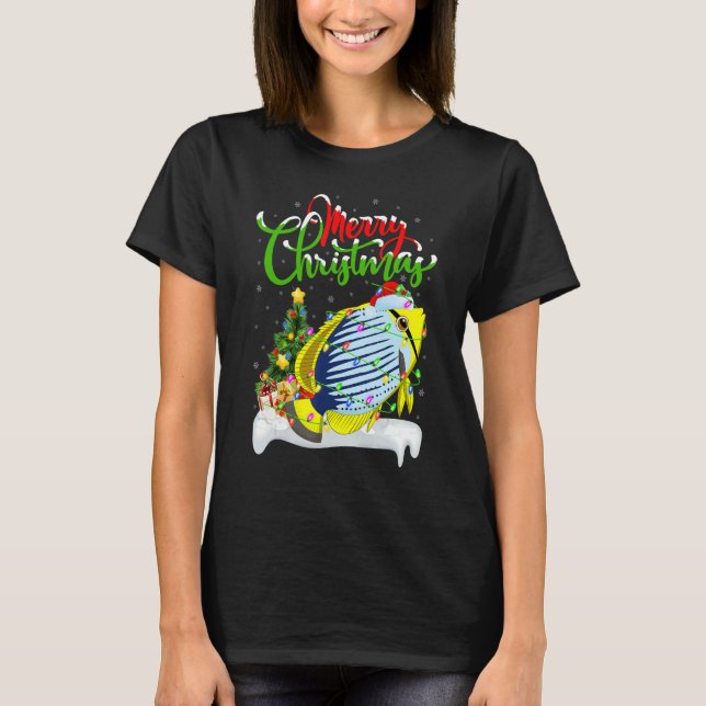 Cichlid Fish   Xmas Decorations Santa Cichlid Chri T-Shirt (Front)