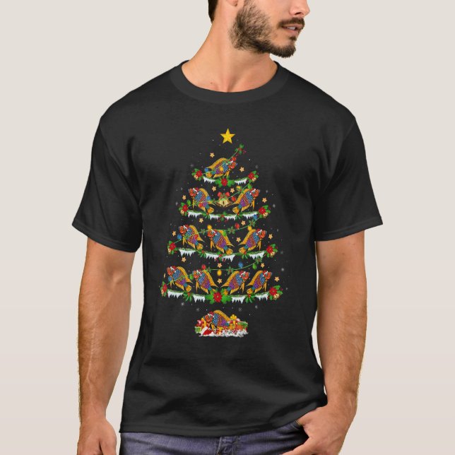 Cichlid Fish   Xmas Lights Cichlid Christmas Tree T-Shirt (Front)
