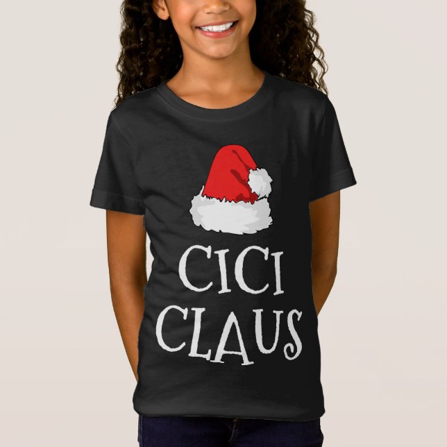Cici Claus Christmas Hat Family Group Matching Paj T-Shirt (Front)