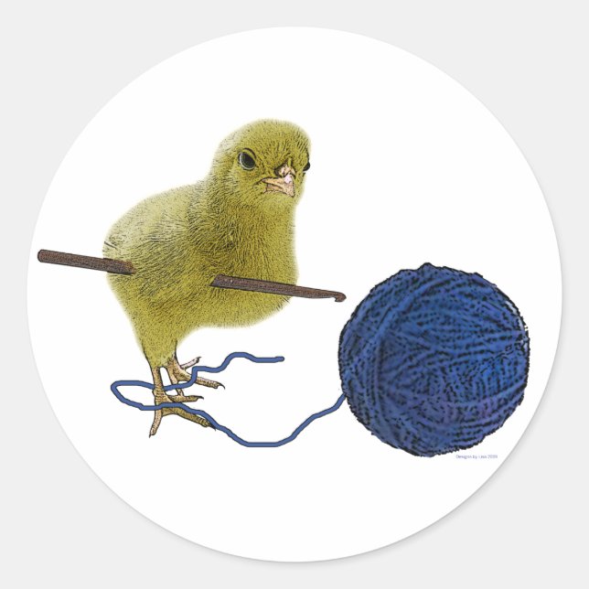 Cick who crochets round sticker (Front)