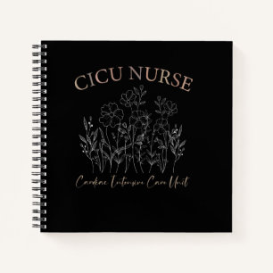 CICU nurse Intensive Care Unit, Floral Registered Notebook