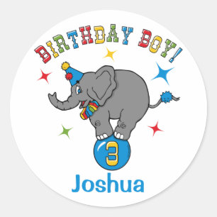 Cicus Elephant 3rd Birthday Classic Round Sticker