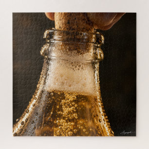 Cider Bottle Bubbles Macro Photography Jigsaw Puzzle