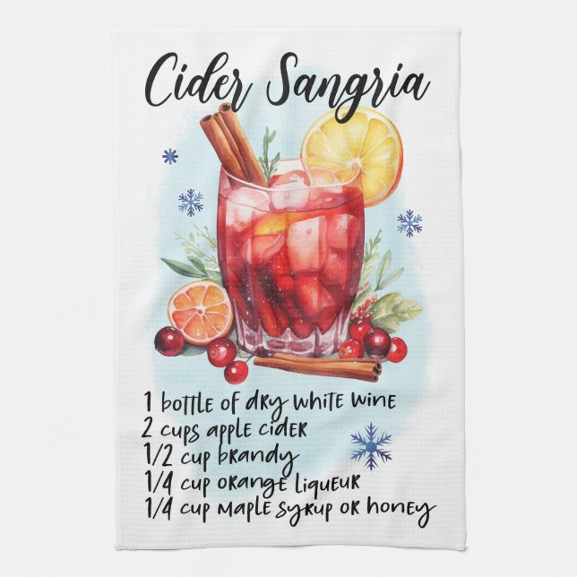 Cider Sangria Recipe Tea Towel (Vertical)
