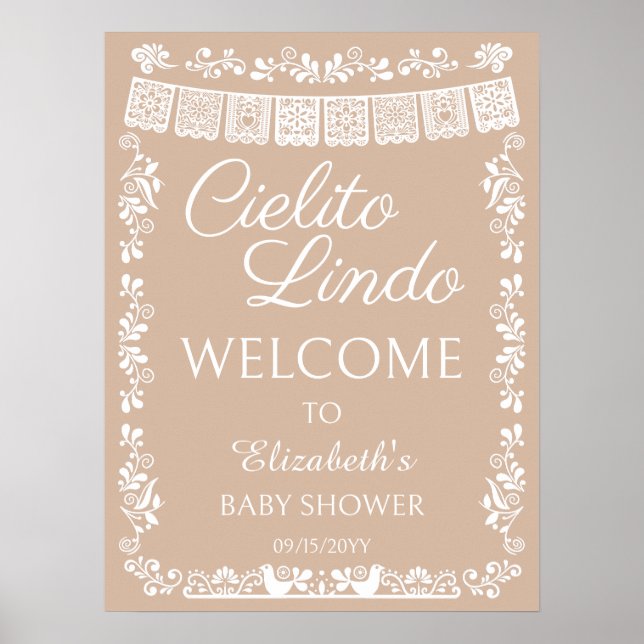 Cielito Lindo Baby Shower Beige Welcome Poster (Front)