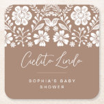 Cielito Lindo Baby Shower Terracotta Invitation Square Paper Coaster<br><div class="desc">This product is part of the Cielito Lindo Mexican Baby Shower theme, a favourite for those who love a blend of elegance and cultural charm. This design features a warm, neutral terracotta background that feels inviting and cosy, accented with delicate white florals. Whether you're planning a baby shower that's intimate...</div>